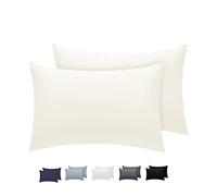 LivinEase Pillow Cases 2 Pack- Cotton Blend Pillowcases 50 x75 cm with 15cm Envelope Closure- Easy Care, Soft and Comfortable Cream Pillow Case (Cream, 2x Pillowcase)