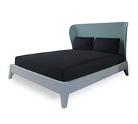 LivinEase Super King Fitted Sheet -10inch(26cm) Deep Cotton Blend Super King Size Fitted Sheets -Bobble Free, Easy Care, Soft and Comfortable Black Bed Sheets (Black, Super King)