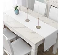 LivinEase Table Runner - Table Runners for Dining Table 42x150cm - Drapes Elegently 250 GSM White Table Runner - 4 to 6 Seater Table Runners Ideal for Christmas Party Decoration