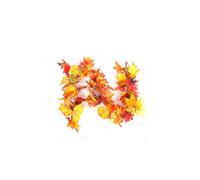 Living And Home 1.8M Autumn Garland With Maple Leaves & Pumpkins, Fall Vine Decoration With 2M Led Lights In Orange Orange