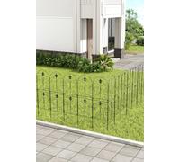 Living And Home 10-Panel Metal Arched Garden Fence Yard Borders Decor Set In Black Black