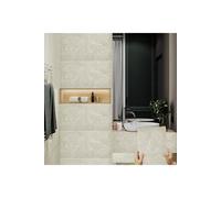 Living And Home 10 Pcs Ivory Marble Texture Waterproof Flame Retardant Rectangular Self-Adhesive Pvc Tile Stickers Ivory One Size