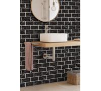 Living and Home 10 Pcs Peel and Stick 3D Black Marquina Marble Wall Tile Stickers Subway Tiles Living and Home Black