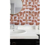 Living and Home 10 Pcs Self-adhesive 3D Geometric Pattern Square Wall Tile Stickers in Brown Living and Home Brown