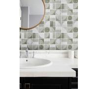Living and Home 10 Pcs Self-adhesive 3D Geometric Pattern Square Wall Tile Stickers in Khaki Living and Home Khaki