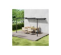 Living and Home 10 x 10FT Outdoor Lean To Retractable Pergola with Canopy in Dark Grey Living and Home Dark Grey