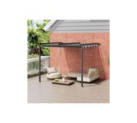 Living and Home 10 x 13FT Outdoor Lean To Pergola with Canopy in Dark Grey Living and Home Dark Grey