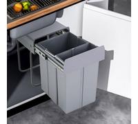 Living And Home 10L+20L Integrated Pull Out Kitchen Cabinet Under Counter Waste Recycling Bin Grey