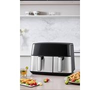 Living And Home 10L Touch Screen Dual Basket Air Fryer With Sync Function & Free-Selection Mode In Each Drawer In Black Black One Size