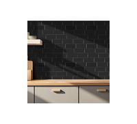 Living And Home 10Pcs 3D Solid Color Subway Tiles Self-Adhesive Wall Tile Stickers In Black Black One Size