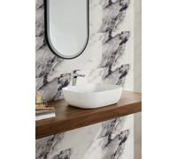 Living and Home 10Pcs Black Sand Ripple Marble Effect Self-Adhesive PVC Wall Stickers in White Living and Home White