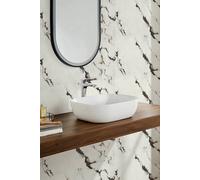 Living And Home 10Pcs Black Streamline Marble Effect Self-Adhesive Pvc Wall Stickers In White White One Size