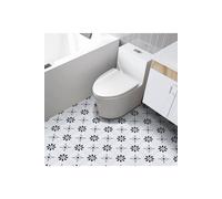 Living And Home 10Pcs Self Adhesive Floral Pattern Pvc Wall & Floor Tile Stickers For Bathroom Kitchen Living Room Bedroom, 20 X 20Cm(0.4㎡) In Navy Navy One Size