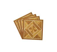 Living and Home 10Pcs Wood Grain Geometric Parquet Floor Panel with Nested Diamond Design, 0.929m² in Dark Brown Living and Home Dark Brown