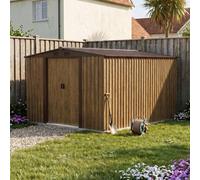 Living And Home 10X8 Ft Large Metal Shed Garden Tool Storage Shed, Brown