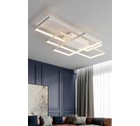 Living And Home 110Cm Neutral Style Rectangular Semi Flush Dimmable Ceiling Light In White White One Size
