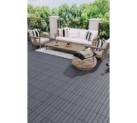 Living And Home 11Pcs 30 X 30 Cm Wood Grain Wpc Interlocking Deck Tiles Anti-Slip Texture Flooring (0.99 M²) In Dark Grey Dark Grey