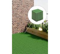 Living And Home 11Pcs Lush Green Artificial Grass Tiles Green One Size