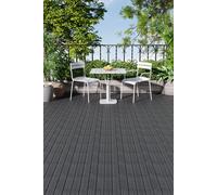 Living and Home 11Pcs Wave Wood Grain WPC Interlocking Deck Tiles Anti-Slip Texture Flooring, 30 x 30 cm(0.99 m²) in Grey | Size: 30 x 30 cm Living and Home Grey 30 x 30 cm