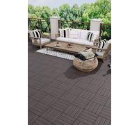 Living And Home 11Pcs Wave Wood Grain Wpc Interlocking Deck Tiles Anti-Slip Texture Flooring, 30 X 30 Cm(0.99 M²) In Dark Brown Dark Brown One Size
