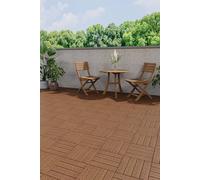 Living And Home 11Pcs Wave Wood Grain Wpc Interlocking Deck Tiles Anti-Slip Texture Flooring, 30 X 30 Cm(0.99 M²) In Brown Brown One Size