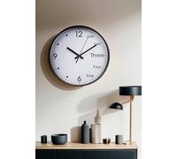 Living and Home 12-Inch Black Wall Clock with English and Arabic Numerals - Black