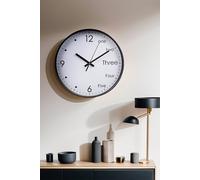 Living And Home 12-Inch Black Wall Clock With English And Arabic Numerals Black One Size