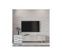 Living And Home 12 Pack 3D Wave Texture Pvc Decorative Wall Panels In White White One Size