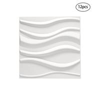 Living And Home 12 Pack Modern Square 3D Wave Pvc Wall Panels Home Decorative Tiles 50Cm X 50Cm, 3M² Pack