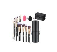 Living and Home 12 Pcs Professional Makeup Brush Set with Waterproof Travel Makeup Bag - Multi