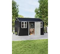 Living And Home 12 X 10Ft Metal Apex Roof Garden Tool Shed,strong Structure With 2 Windows & Air Vents,black In Charcoal Charcoal