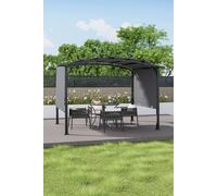 Living And Home 12X9Ft Arc-Shaped Steel Pergola With Retractable Canopy In Black Black
