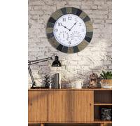 Living And Home 13.4 In Rustic Earth Tone Arabic Numerals Resin Wall Clock With Thermometer & Hygrometer For Living Room, Bedroom & Countryside Homes In Brown Brown One Size