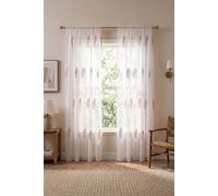 Living and Home 130cm W 2 Panels Leaf Pattern Embroidered Semi-sheer Curtains in White | Size: 180 cm Living and Home White 180 cm