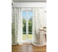Living And Home 130Cm W 2 Panels Leaf Pattern Embroidered Semi-Sheer Curtains In White White