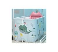 Living and Home 140cm W x 55cm D x 50cm H Light Blue Portable Large Folding Bathtub with Cushion