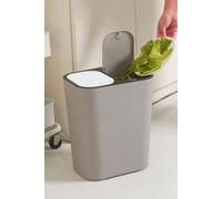 Living and Home 15L 2 Compartments Rubbish Dustbin Double Recycling Bin 2 Section Trash Can Dry Wet Separation Sorting Push-type Spring Lid Kitchen Living and Home Grey