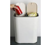 Living and Home 15L Rubbish Dustbin 2 Recycling Bin Trash Can Kitchen Dry Wet Separation Sorting with Push-type Lid in White Living and Home White