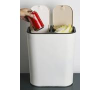 Living And Home 15L Rubbish Dustbin 2 Recycling Bin Trash Can Kitchen Dry Wet Separation Sorting With Push-Type Lid In White White One Size