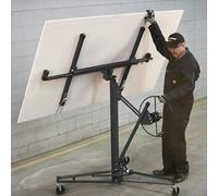 Living and Home 16 Ft Drywall Lifter Panel Hoist Rolling Caster Construction With Lockable Wheels - Black