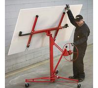 Living and Home 16 Ft Drywall Lifter Panel Hoist Rolling Caster Construction With Lockable Wheels - Red