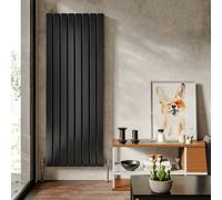 Living and Home 160cm H Smoke Grey Vertical Radiator with Double Panel - 8 Columns