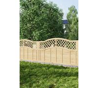 Living And Home 180 X 90Cm Spruce Wooden Garden Wave Lattice Top Fence Panel In Natural Natural One Size