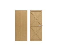 Living and Home 183x79cm Garden Pine Wood Flat Top Gate with 1pcs Latch & 3pcs 8 inch T-shaped Hinges - Brown