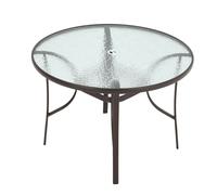 Living and Home 2/4/6 Seater Garden Round Table With Umbrella Hole or Outdoor Chairs - Only Brown Table