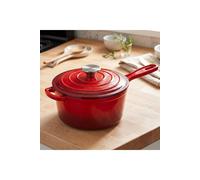 Living and Home 2.5L Enameled Cast Iron Saucepan with Lid in Red Living and Home Red