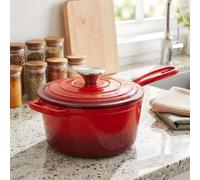 Living And Home 2.5L Red Enameled Cast Iron Saucepan With Lid