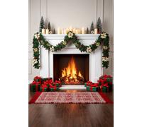 Living And Home 2.7M Christmas Garland With Poinsettia & Merry Christmas Sign In Gold Gold One Size