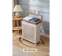 Living and Home 2-Door 70L Folding Storage Box Toy&Clothes Storage Hamper with Flip-top Lid & Wheels in Cream Living and Home Cream