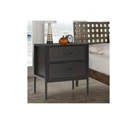 Living and Home 2 Drawers Retro Style Wooden Bedside Cabinet - Black